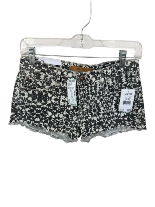 Joe's Size 25 Black & White Cotton Denim Abstract Geometric Cut Off Shorts Black & White / 25