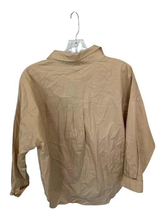 Le Lis Size S Tan Cotton Oversized Button Up Long Sleeve Boxy Blouse Tan / S