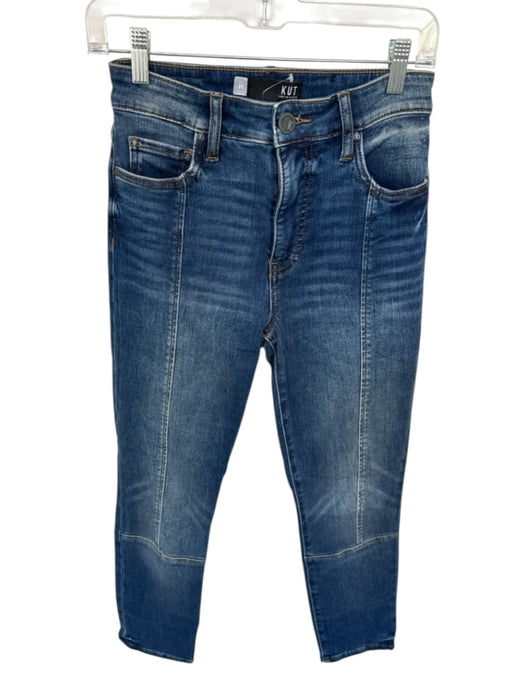 Kut From The Kloth Size 00 Dark Wash Cotton Denim High Rise Slim Straight Pants Dark Wash / 00