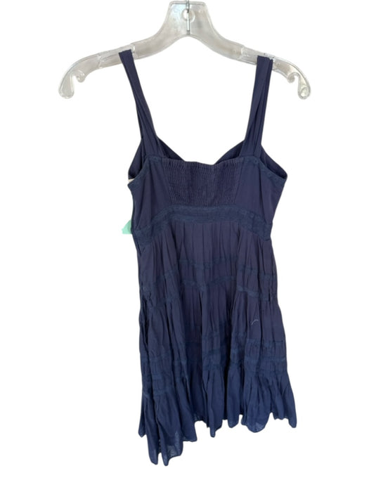 Maeve Size 4 Indigo Cotton Tiered Sweetheart Neckline Straps Midi Dress Indigo / 4