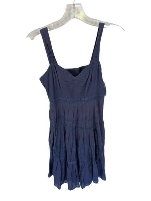 Maeve Size 4 Indigo Cotton Tiered Sweetheart Neckline Straps Midi Dress Indigo / 4