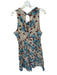 Joie Size 12 Tan, Brown & Blue Silk swiss dot Floral high neck Maxi Dress Tan, Brown & Blue / 12