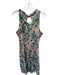 Joie Size 12 Tan, Brown & Blue Silk swiss dot Floral high neck Maxi Dress Tan, Brown & Blue / 12