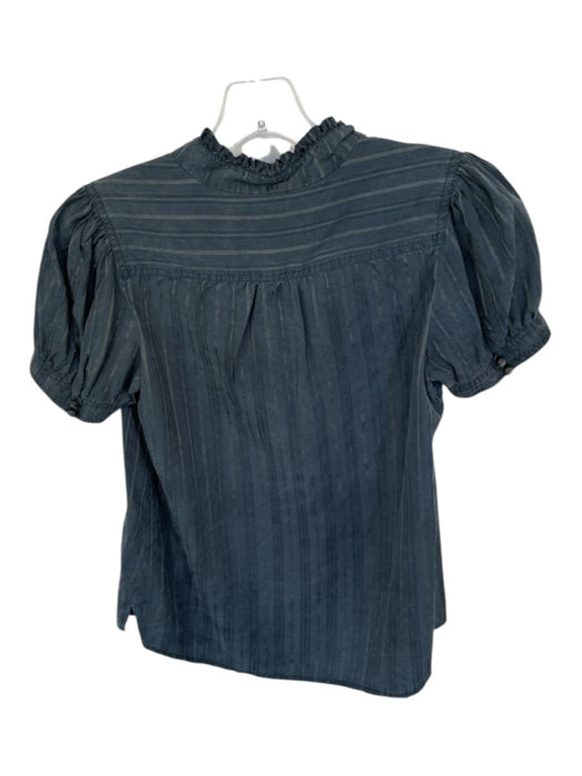 Marc Jacobs Size 0 Dark Gray Silk Stripe Short Sleeve Button Up Top Dark Gray / 0