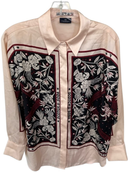 Scotch & Soda Size XS Cream, Black & Red Polyester Button Up Bandana Print Top Cream, Black & Red / XS