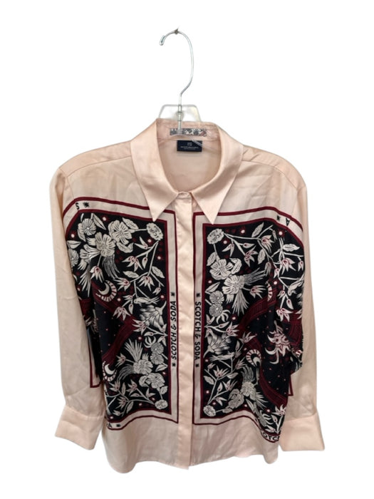 Scotch & Soda Size XS Cream, Black & Red Polyester Button Up Bandana Print Top Cream, Black & Red / XS