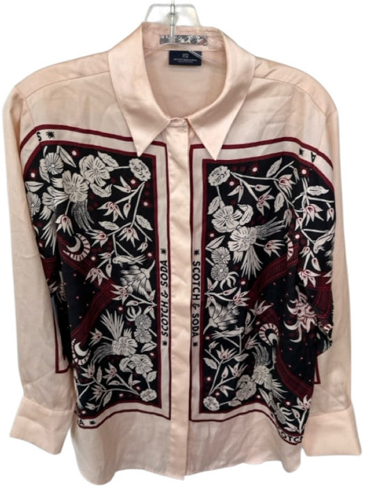 Scotch & Soda Size XS Cream, Black & Red Polyester Button Up Bandana Print Top Cream, Black & Red / XS