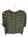 Tanvi Kedia Size XS Turquoise & Yellow Silk Beads Flowers Short Sleeve Top Turquoise & Yellow / XS