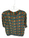 Tanvi Kedia Size XS Turquoise & Yellow Silk Beads Flowers Short Sleeve Top Turquoise & Yellow / XS