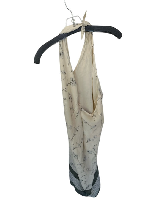 Escada Size 36/S Cream & Green Silk Lined Floral Front Tie Maxi Skirt Cream & Green / 36/S