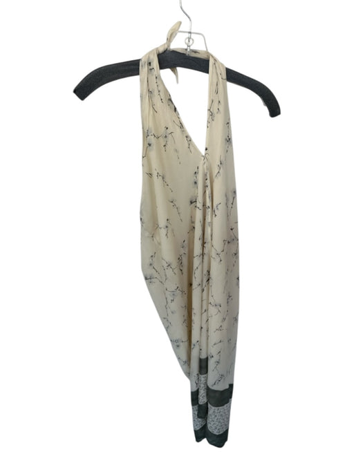 Escada Size 36/S Cream & Green Silk Lined Floral Front Tie Maxi Skirt Cream & Green / 36/S