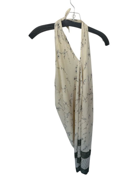 Escada Size 36/S Cream & Green Silk Lined Floral Front Tie Maxi Skirt Cream & Green / 36/S