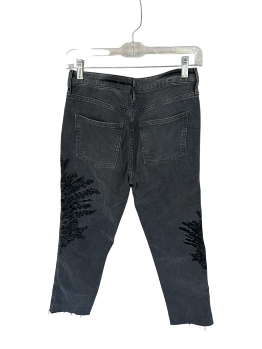 We The Free Size 26 Charcoal Cotton Denim Floral Embroidered Mid Rise Jeans Charcoal / 26