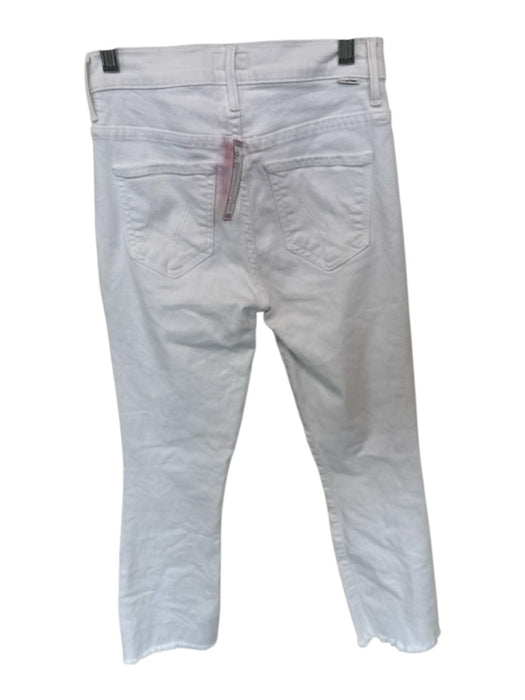 Mother Size 24 White Cotton Blend High Waist Bootcut Raw Hem Jeans White / 24