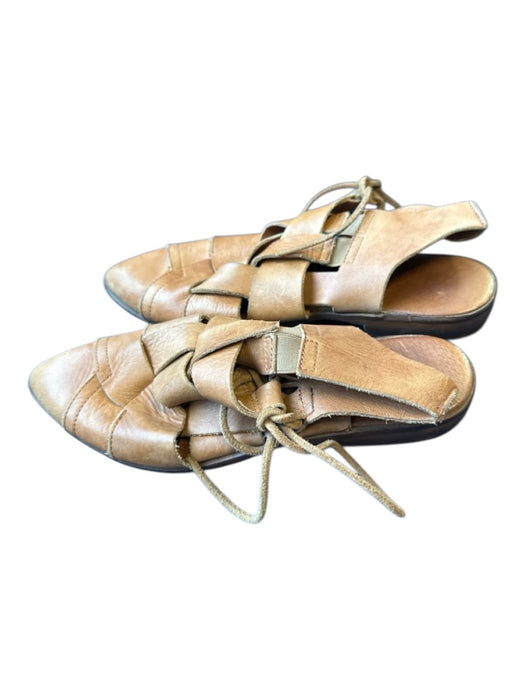 Free People Shoe Size 38 Brown Leather Woven Side Tie Pointed Toe Mules Brown / 38