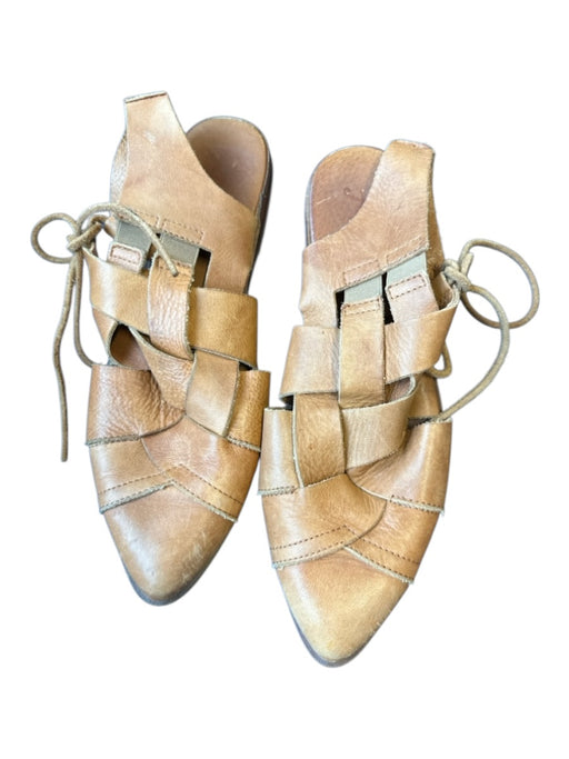 Free People Shoe Size 38 Brown Leather Woven Side Tie Pointed Toe Mules Brown / 38