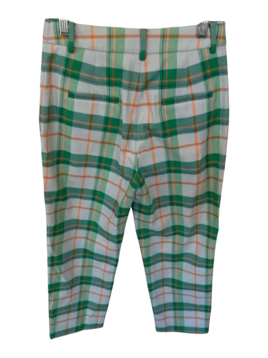 Tibi Size 0 Green & Orange Polyester Blend High Waist Plaid Wide Leg Pants Green & Orange / 0