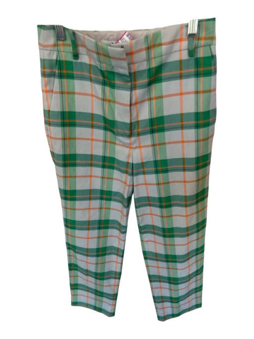 Tibi Size 0 Green & Orange Polyester Blend High Waist Plaid Wide Leg Pants Green & Orange / 0