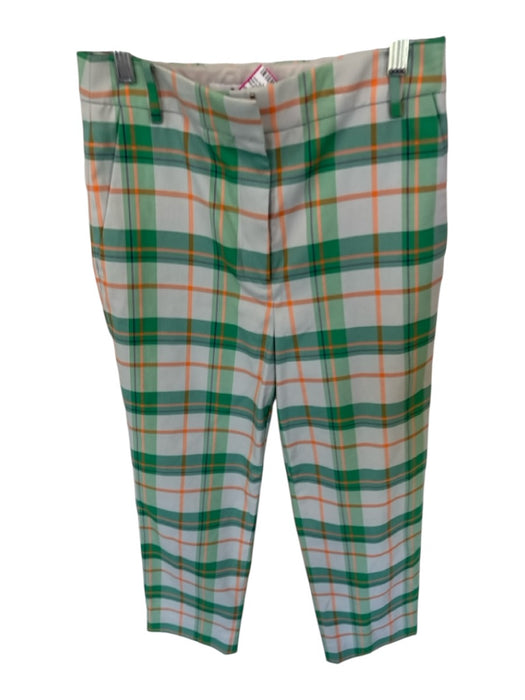 Tibi Size 0 Green & Orange Polyester Blend High Waist Plaid Wide Leg Pants Green & Orange / 0
