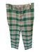 Tibi Size 0 Green & Orange Polyester Blend High Waist Plaid Wide Leg Pants Green & Orange / 0