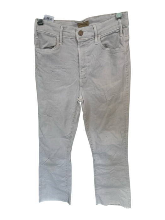 Mother Size 25 Bone Cotton Blend High Waist Bootcut Raw Hem Jeans Bone / 25