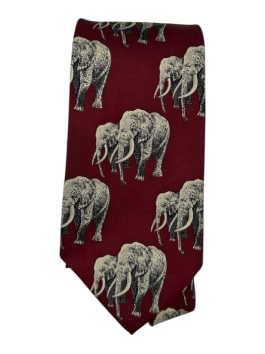 Polo Ralph Lauren Maroon & Cream Silk Elephant Print Men's Tie Maroon & Cream