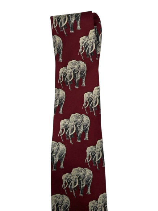 Polo Ralph Lauren Maroon & Cream Silk Elephant Print Men's Tie Maroon & Cream