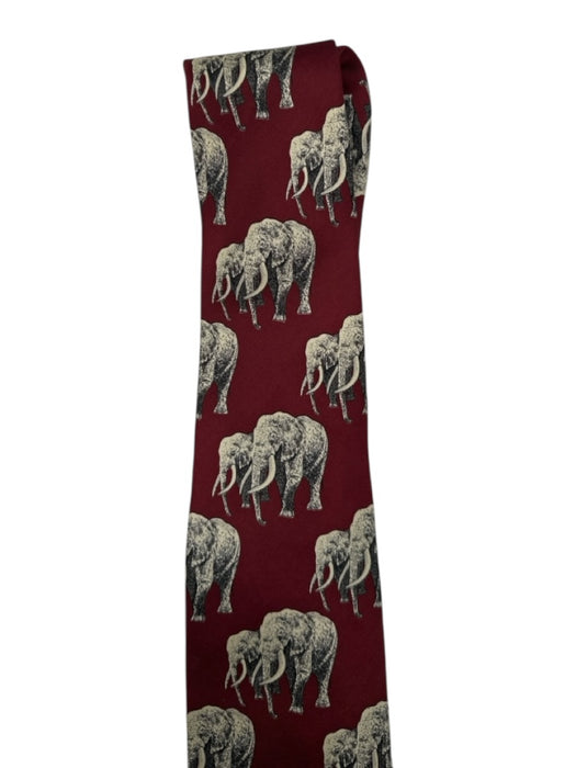 Polo Ralph Lauren Maroon & Cream Silk Elephant Print Men's Tie Maroon & Cream