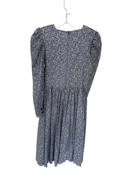Laura Ashley Size M Blue & White Cotton Long Sleeve Flowers Pleated Dress Blue & White / M