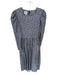 Laura Ashley Size M Blue & White Cotton Long Sleeve Flowers Pleated Dress Blue & White / M