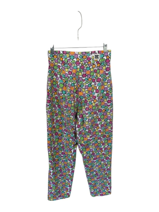 Lucy & Yak Size 26 White & Multi Cotton High Waist Flowers Pleat Detail Pants White & Multi / 26
