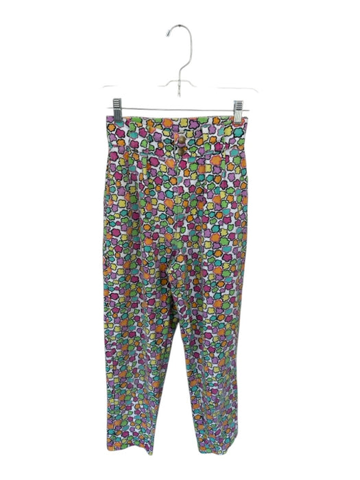 Lucy & Yak Size 26 White & Multi Cotton High Waist Flowers Pleat Detail Pants White & Multi / 26