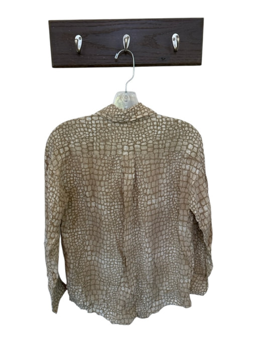 J. McLaughlin Size S Taupe & Tan Silk Long Sleeve Snake Skin Print Top Taupe & Tan / S