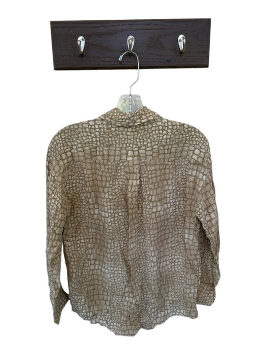J. McLaughlin Size S Taupe & Tan Silk Long Sleeve Snake Skin Print Top Taupe & Tan / S