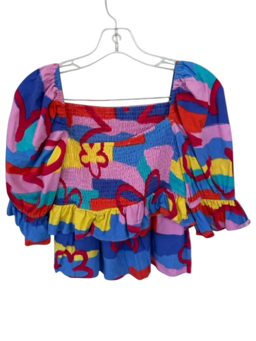 Buddy Love Size M Multi Cotton Smocked Waist Band Lines Skirt Set Multi / M