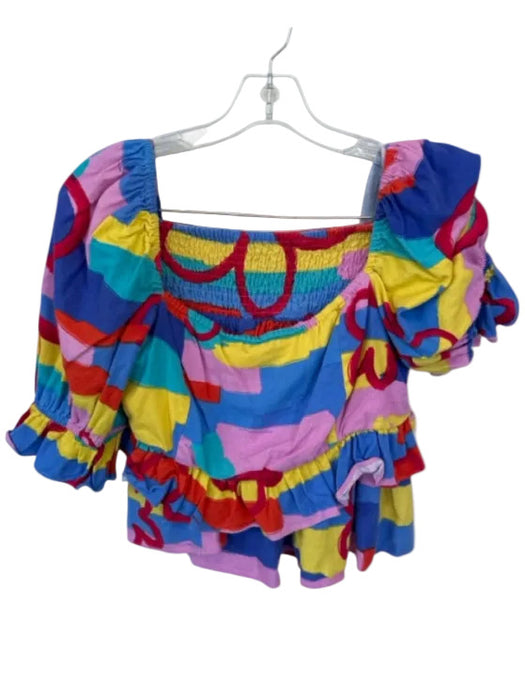 Buddy Love Size M Multi Cotton Smocked Waist Band Lines Skirt Set Multi / M