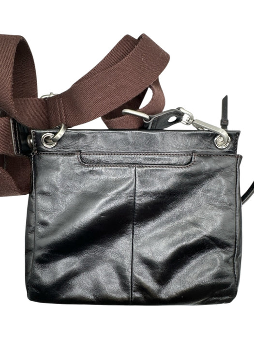 Hobo Black & Brown Leather Canvas Strap Crossbody silver hardware Bag Black & Brown / S