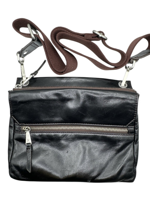 Hobo Black & Brown Leather Canvas Strap Crossbody silver hardware Bag Black & Brown / S