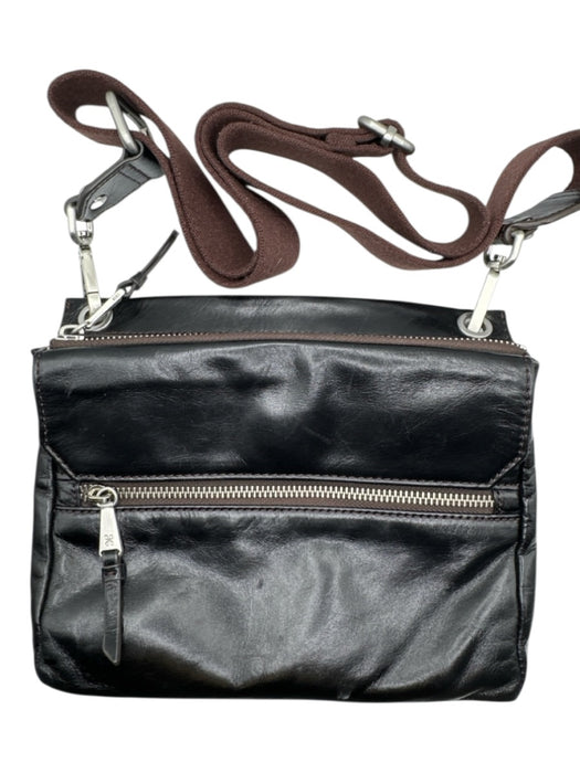 Hobo Black & Brown Leather Canvas Strap Crossbody silver hardware Bag Black & Brown / S