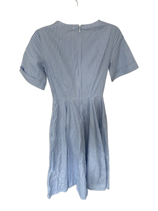 COS Size 2 Blue & White Cotton Short Cuff Sleeve Striped Maxi Back Zip Dress Blue & White / 2