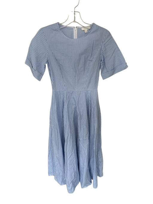 COS Size 2 Blue & White Cotton Short Cuff Sleeve Striped Maxi Back Zip Dress Blue & White / 2