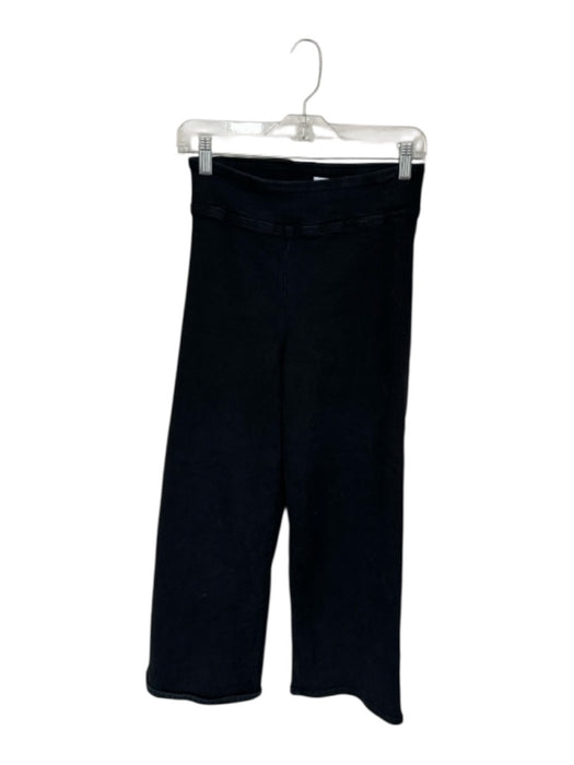 Frame Size 1/S Black Cotton Blend Waist Band Wide Leg Cropped Stretch Jeans Black / 1/S