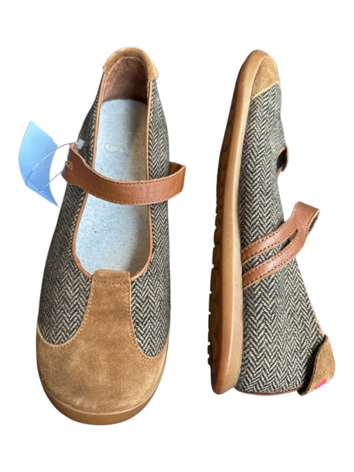 Camper Shoe Size 38 Brown & Black Canvas & Suede Round Toe Mary Jane Flats Brown & Black / 38