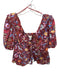 Maeve Size L Maroon & Multi Cotton 3/4 Balloon Sleeve Zebra Flowers Top Maroon & Multi / L