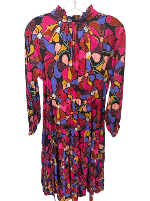 Crosby Size XS Pink & Purple Cotton & Acetate Long Balloon Sleeve Flowers Dress Pink & Purple / XS