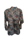 Billy Reid Size S Gray & Teal Cotton Long Sleeve Floral Pleat Detail Dress Gray & Teal / S