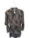 Billy Reid Size S Gray & Teal Cotton Long Sleeve Floral Pleat Detail Dress Gray & Teal / S