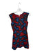 J. Crew Size 0 Red & Blue Cap Sleeve Flowers Back Zip Midi Dress Red & Blue / 0