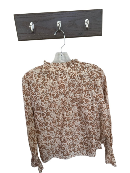 Cleobella Size S Brown & Gold Cotton Blend Long Balloon Sleeve Botanical Top Brown & Gold / S