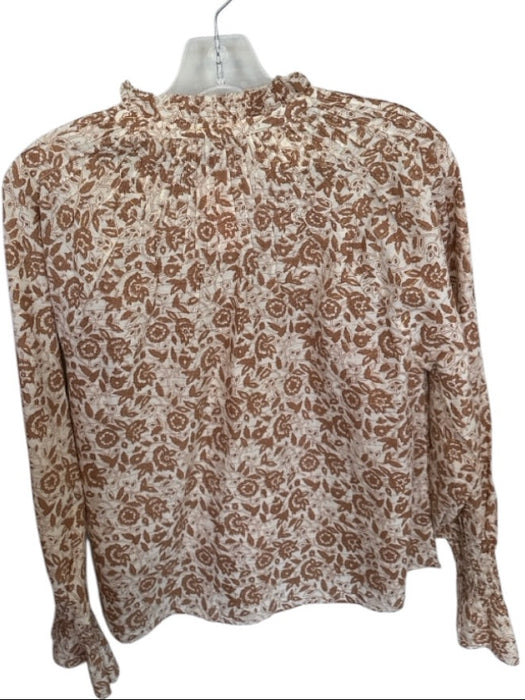 Cleobella Size S Brown & Gold Cotton Blend Long Balloon Sleeve Botanical Top Brown & Gold / S